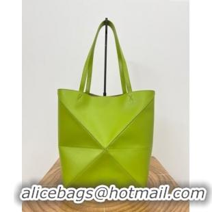 Top Quality Loewe Medium Puzzle Fold Tote in Shiny Calfskin 9029 Meadow Green 2024