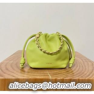 Most Popular Loewe Mini Flamenco Purse Bag in Mellow Nappa Lambskin 9058 Meadow Green 2024