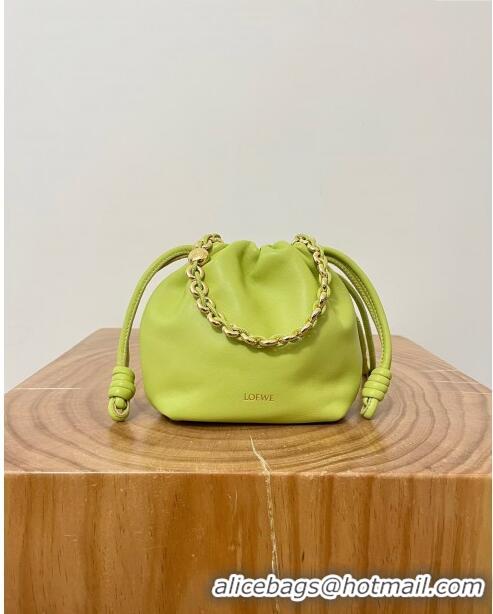 Most Popular Loewe Mini Flamenco Purse Bag in Mellow Nappa Lambskin 9058 Meadow Green 2024