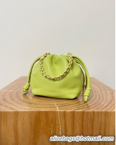 Most Popular Loewe Mini Flamenco Purse Bag in Mellow Nappa Lambskin 9058 Meadow Green 2024