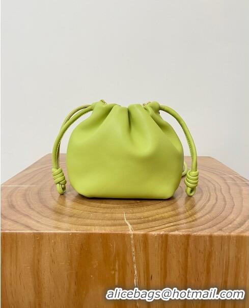 Most Popular Loewe Mini Flamenco Purse Bag in Mellow Nappa Lambskin 9058 Meadow Green 2024