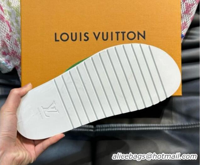 Pretty Style Louis Vuitton Men's Monogram Denim Slides Sandal with Strap Blue 724081