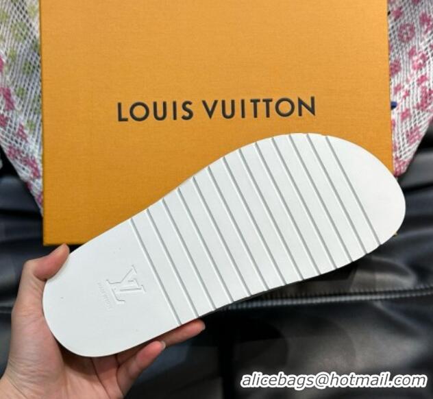 Luxury Louis Vuitton Men's Monogram Canvas Slides Sandal with Strap White 724086