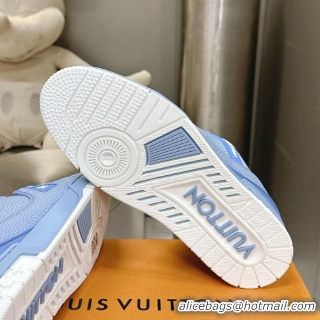 Stylish Louis Vuitton LV Trainer Maxi Sneakers in Synthetic Leather Blue 724087