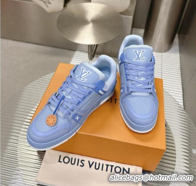 Stylish Louis Vuitton LV Trainer Maxi Sneakers in Synthetic Leather Blue 724087