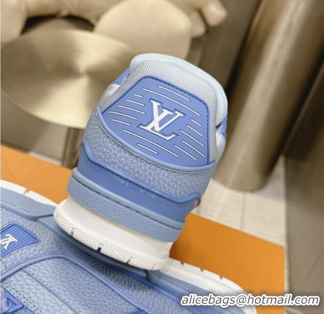 Stylish Louis Vuitton LV Trainer Maxi Sneakers in Synthetic Leather Blue 724087