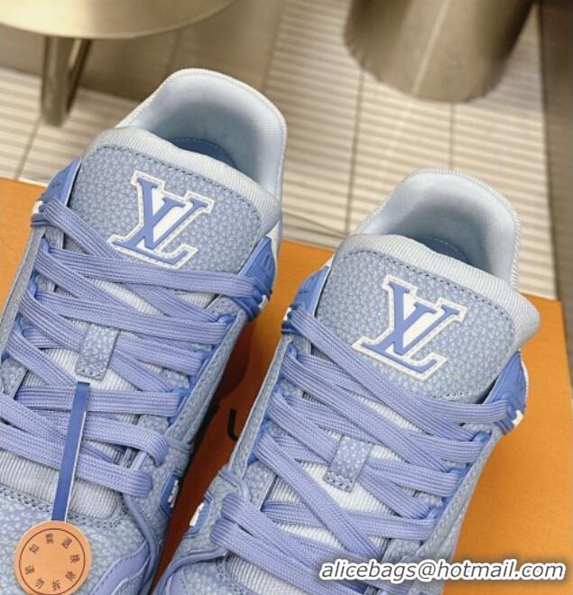 Stylish Louis Vuitton LV Trainer Maxi Sneakers in Synthetic Leather Blue 724087