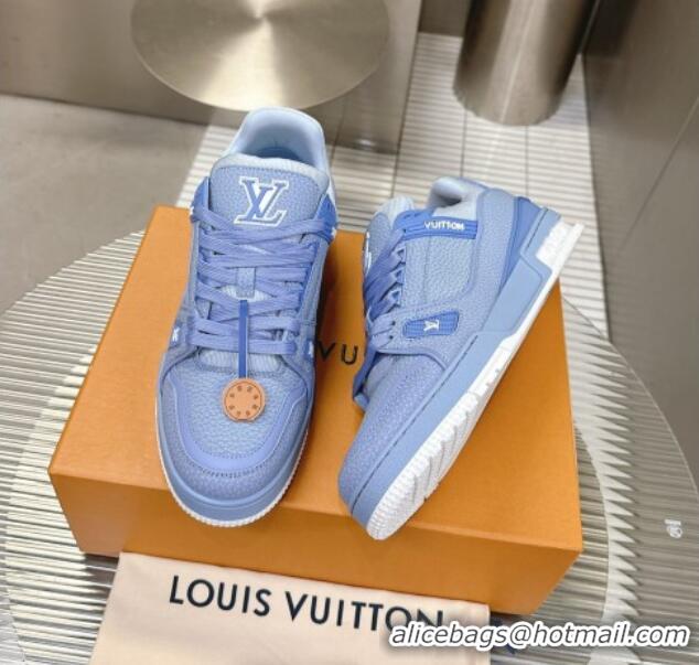 Stylish Louis Vuitton LV Trainer Maxi Sneakers in Synthetic Leather Blue 724087