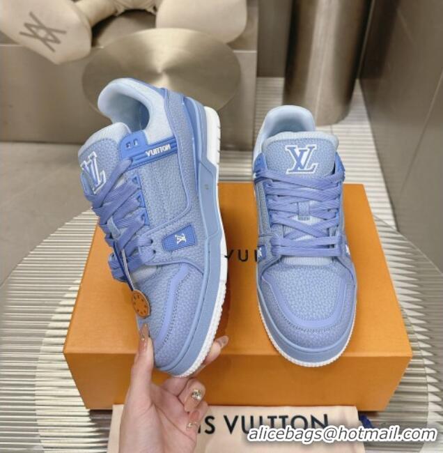 Stylish Louis Vuitton LV Trainer Maxi Sneakers in Synthetic Leather Blue 724087