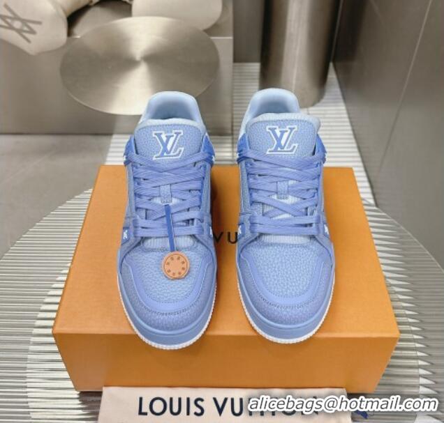 Stylish Louis Vuitton LV Trainer Maxi Sneakers in Synthetic Leather Blue 724087