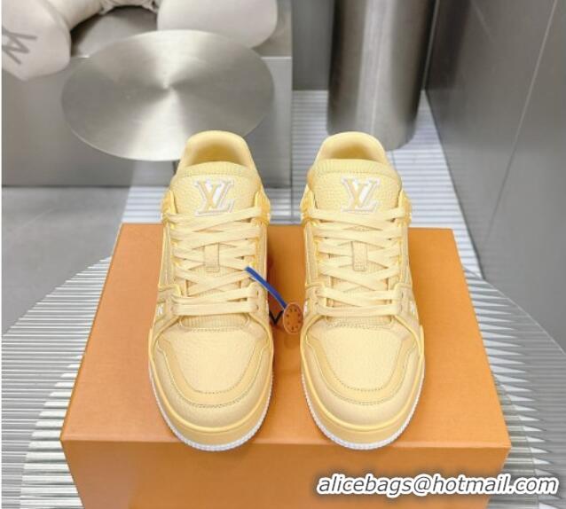 Good Quality Louis Vuitton LV Trainer Maxi Sneakers in Synthetic Leather Yellow 724088