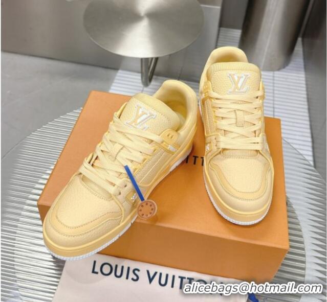 Good Quality Louis Vuitton LV Trainer Maxi Sneakers in Synthetic Leather Yellow 724088