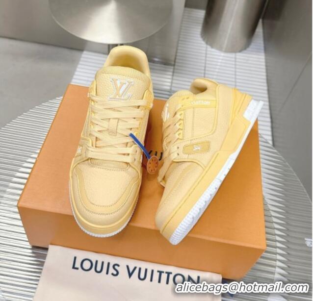 Good Quality Louis Vuitton LV Trainer Maxi Sneakers in Synthetic Leather Yellow 724088