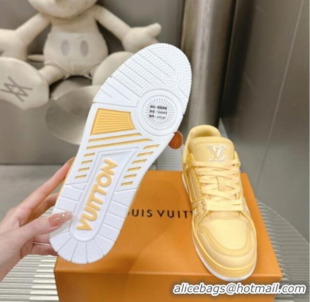 Good Quality Louis Vuitton LV Trainer Maxi Sneakers in Synthetic Leather Yellow 724088