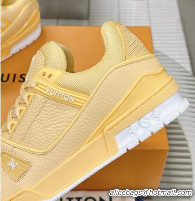 Good Quality Louis Vuitton LV Trainer Maxi Sneakers in Synthetic Leather Yellow 724088