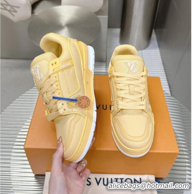 Good Quality Louis Vuitton LV Trainer Maxi Sneakers in Synthetic Leather Yellow 724088