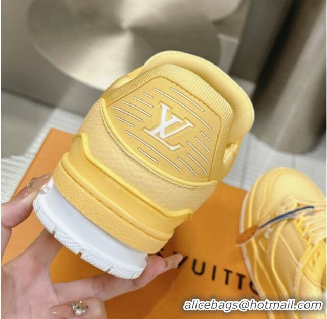 Good Quality Louis Vuitton LV Trainer Maxi Sneakers in Synthetic Leather Yellow 724088