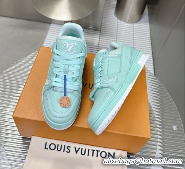 Grade Quality Louis Vuitton LV Trainer Maxi Sneakers in Synthetic Leather Light Green 724089