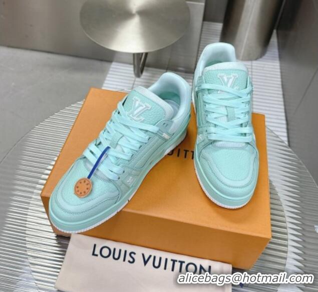 Grade Quality Louis Vuitton LV Trainer Maxi Sneakers in Synthetic Leather Light Green 724089