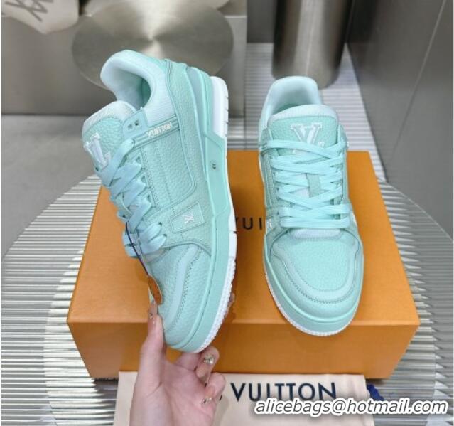 Grade Quality Louis Vuitton LV Trainer Maxi Sneakers in Synthetic Leather Light Green 724089