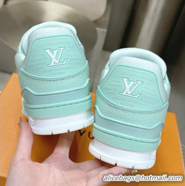 Grade Quality Louis Vuitton LV Trainer Maxi Sneakers in Synthetic Leather Light Green 724089