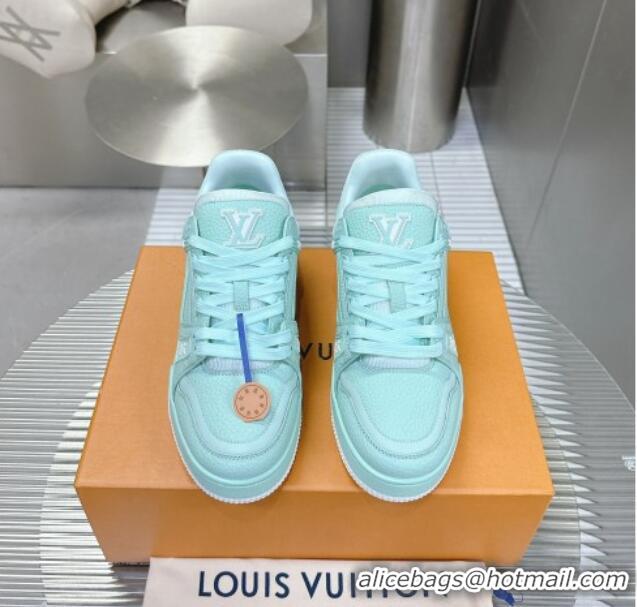 Grade Quality Louis Vuitton LV Trainer Maxi Sneakers in Synthetic Leather Light Green 724089