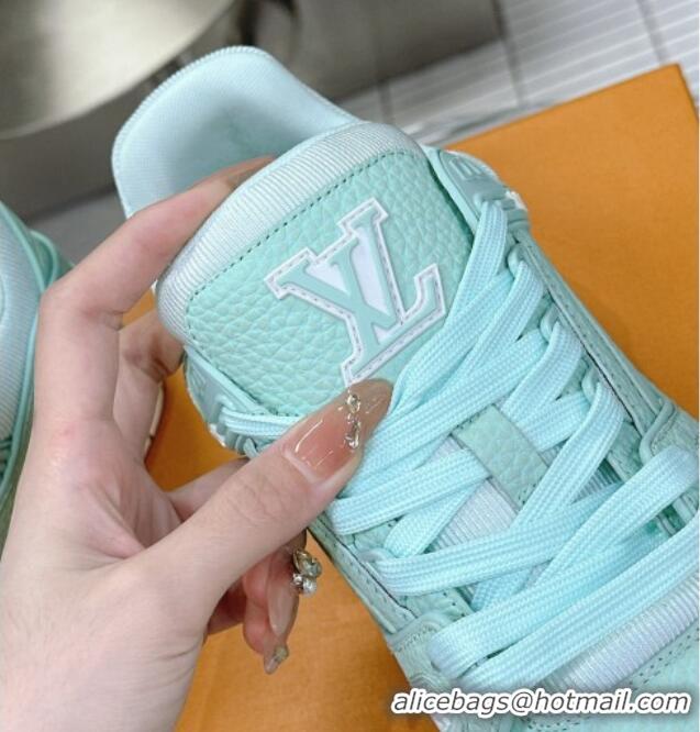 Grade Quality Louis Vuitton LV Trainer Maxi Sneakers in Synthetic Leather Light Green 724089