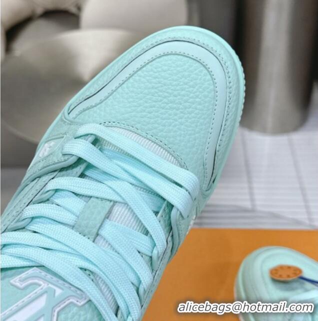 Grade Quality Louis Vuitton LV Trainer Maxi Sneakers in Synthetic Leather Light Green 724089