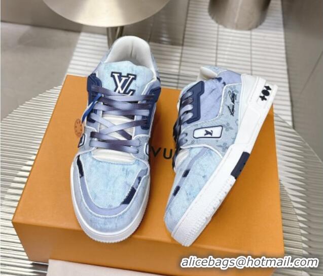 Purchase Louis Vuitton LV Trainer Sneakers in Bleached Monogram Denim Light Blue 724090