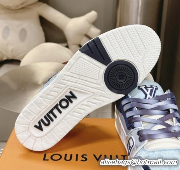 Purchase Louis Vuitton LV Trainer Sneakers in Bleached Monogram Denim Light Blue 724090