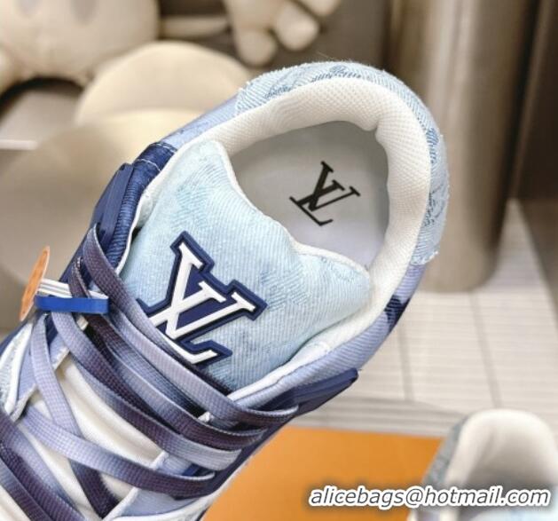 Purchase Louis Vuitton LV Trainer Sneakers in Bleached Monogram Denim Light Blue 724090