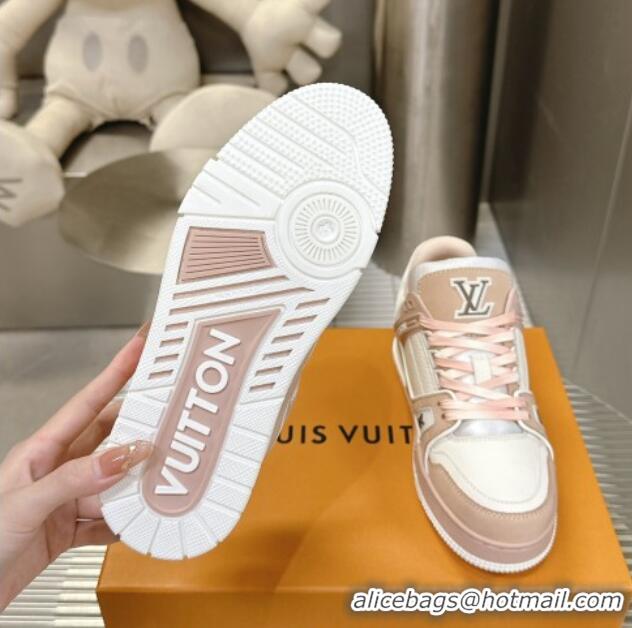 Best Price Louis Vuitton LV Trainer Sneakers in Grained Leather Nude 724094