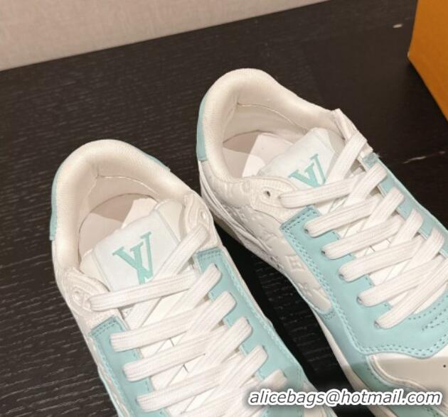 Durable Louis Vuitton Time Out Sneakers in Calf Leather Light Green 0724095