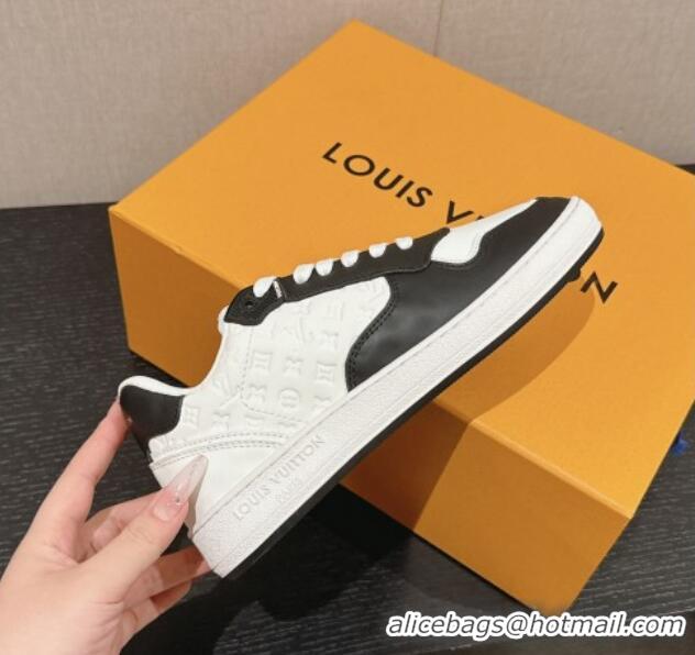 Sumptuous Louis Vuitton Time Out Sneakers in Calf Leather Black/White 0724096