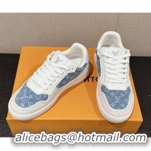 Luxurious Louis Vuitton Time Out Sneakers in Light Blue Denim 0724097