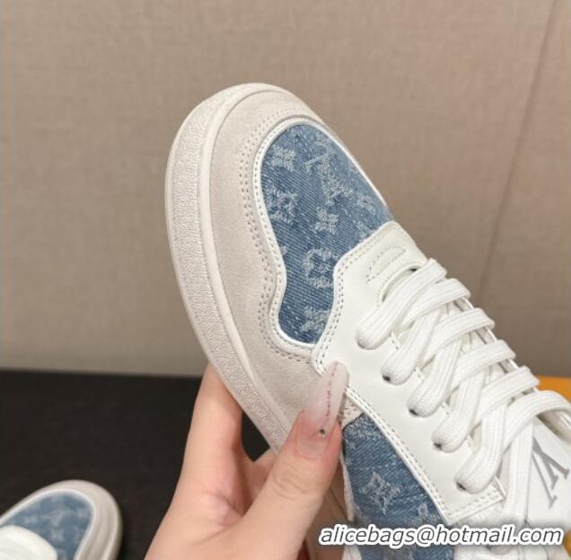 Luxurious Louis Vuitton Time Out Sneakers in Light Blue Denim 0724097