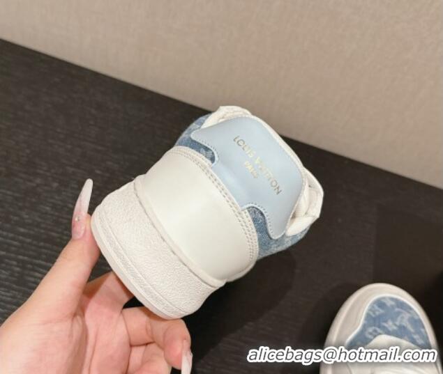 Luxurious Louis Vuitton Time Out Sneakers in Light Blue Denim 0724097