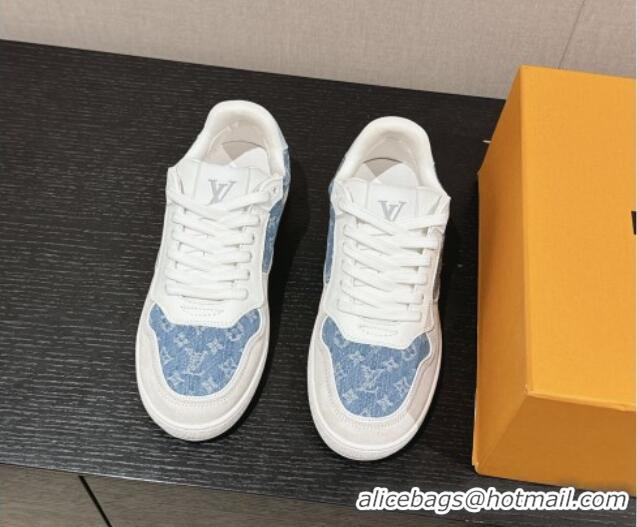 Luxurious Louis Vuitton Time Out Sneakers in Light Blue Denim 0724097