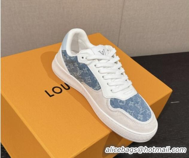 Luxurious Louis Vuitton Time Out Sneakers in Light Blue Denim 0724097