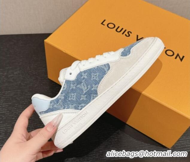 Luxurious Louis Vuitton Time Out Sneakers in Light Blue Denim 0724097