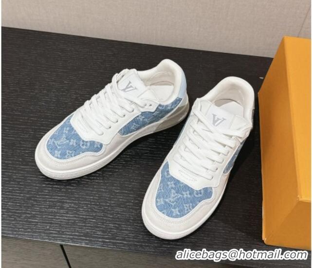 Luxurious Louis Vuitton Time Out Sneakers in Light Blue Denim 0724097