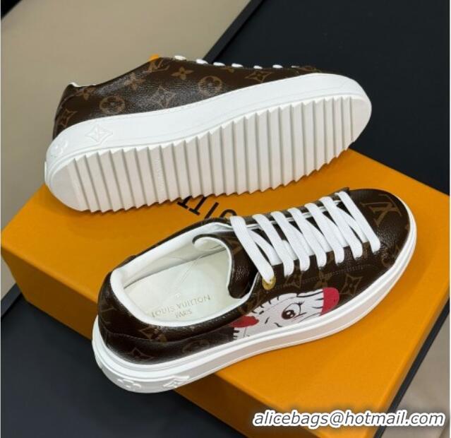 Unique Discount Louis Vuitton Time Out Sneakers in Patent Monogram Canvas with zebra and Dog Print 724098