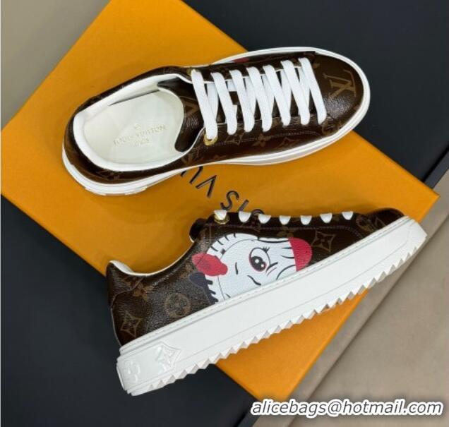 Unique Discount Louis Vuitton Time Out Sneakers in Patent Monogram Canvas with zebra and Dog Print 724098