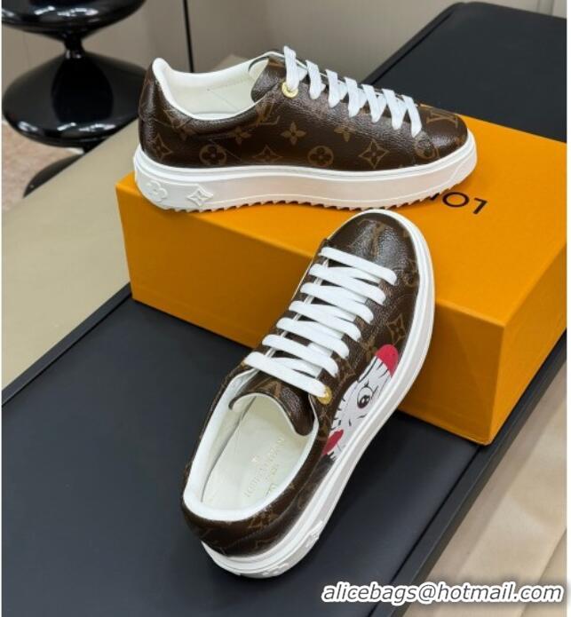 Unique Discount Louis Vuitton Time Out Sneakers in Patent Monogram Canvas with zebra and Dog Print 724098