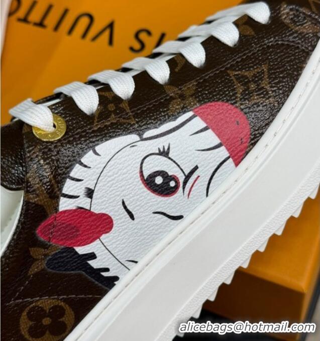 Unique Discount Louis Vuitton Time Out Sneakers in Patent Monogram Canvas with zebra and Dog Print 724098