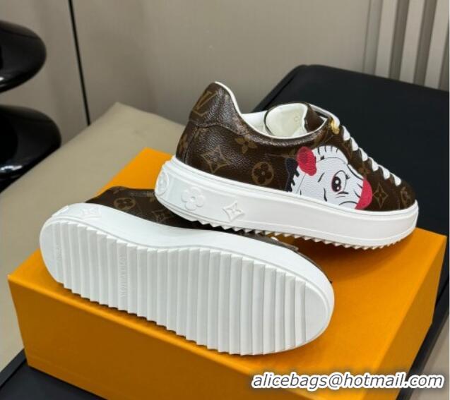 Unique Discount Louis Vuitton Time Out Sneakers in Patent Monogram Canvas with zebra and Dog Print 724098