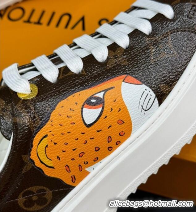 Shop Cheap Louis Vuitton Time Out Sneakers in Patent Monogram Canvas with leopard print 724099