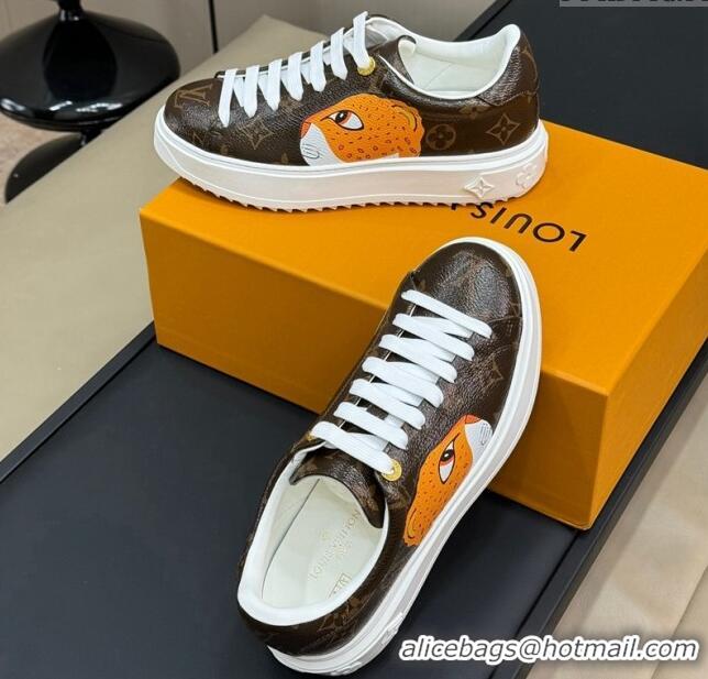 Shop Cheap Louis Vuitton Time Out Sneakers in Patent Monogram Canvas with leopard print 724099