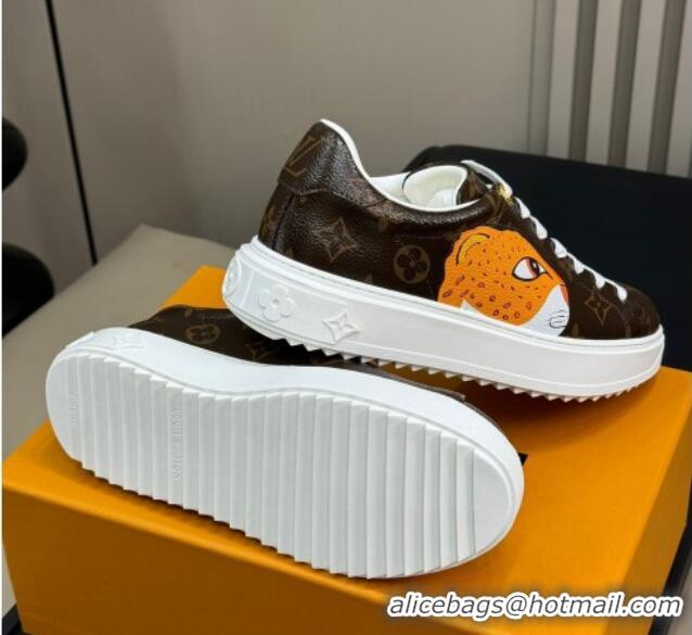 Shop Cheap Louis Vuitton Time Out Sneakers in Patent Monogram Canvas with leopard print 724099