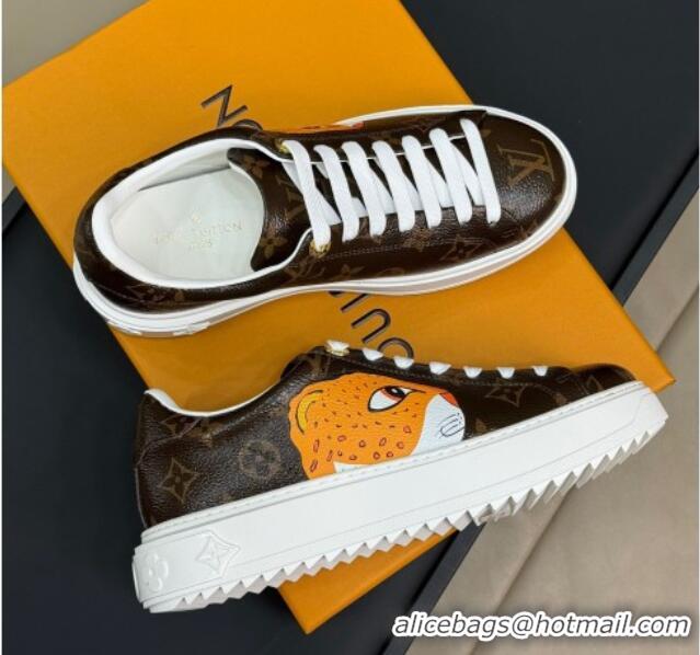 Shop Cheap Louis Vuitton Time Out Sneakers in Patent Monogram Canvas with leopard print 724099